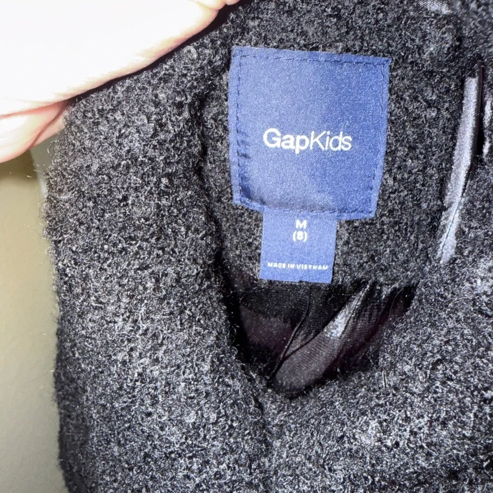 Gap Kids Black Double Breasted Textured Wool Blend Coat Girls Size M‎ 8 Boucle